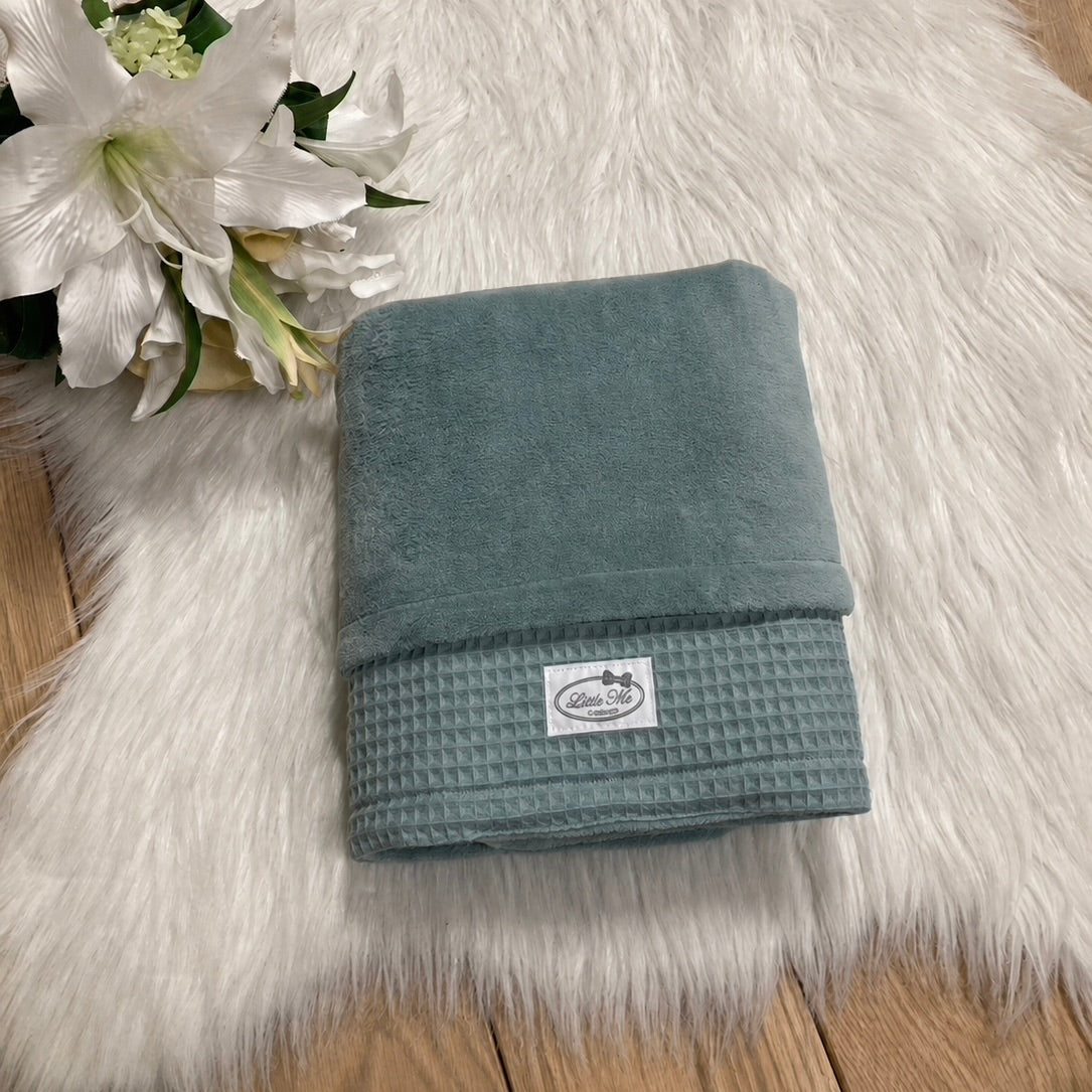 Warm Wafel Winterdekentje met naam | Gepersonaliseerde | Forest Moss