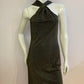 Shiny Gold Crossed Bust Bodycon Evening Dress