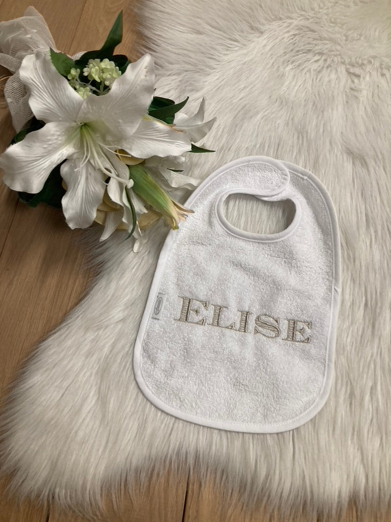 Slab met naam | Gepersonaliseerde baby slab katoen | Soft Cloud