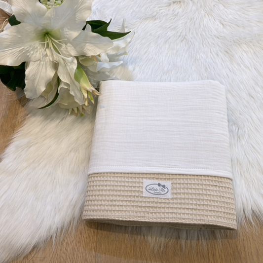 Ledikantdeken zomer Warm wafel Beige/wit