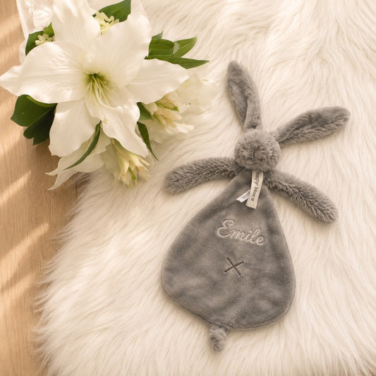 Rabbit Richie Tuttle met naam | Gepersonaliseerde met naam | lichtgrijs