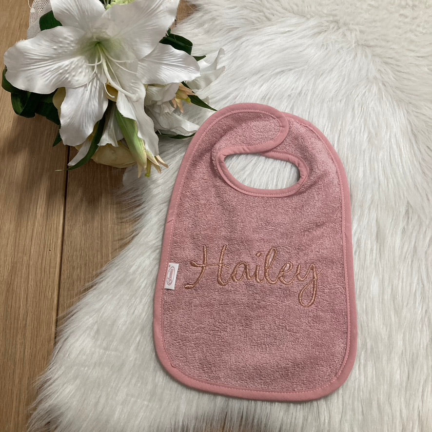 Slab met naam | Gepersonaliseerde baby slab katoen | Vintage Rose