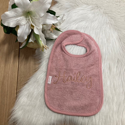 Slab met naam | Gepersonaliseerde baby slab katoen | Vintage Rose