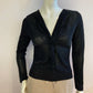 Glittery top with black leopard prints long sleeve, v-neck