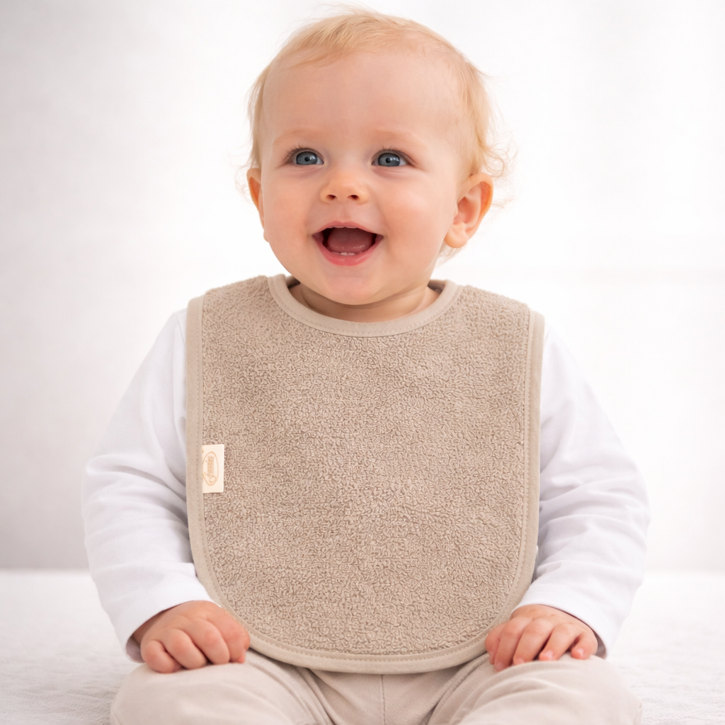 Slab met naam | Gepersonaliseerde baby slab katoen | Warm Sand