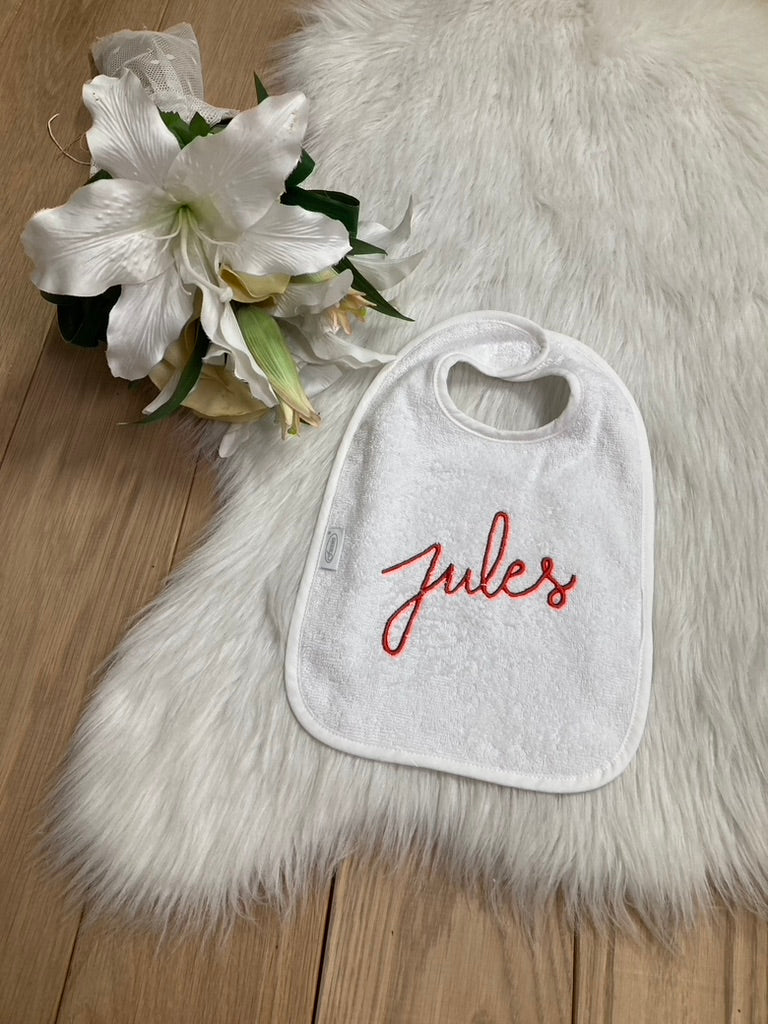 Slab met naam | Gepersonaliseerde baby slab katoen | Soft Cloud