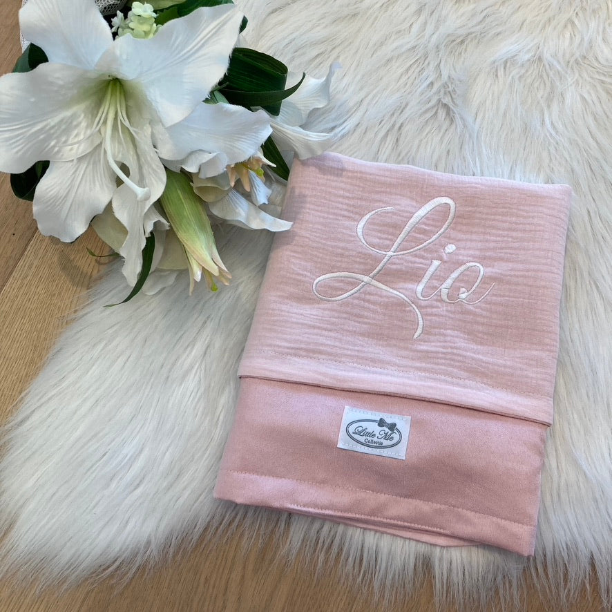 Soft Suéde Zomerdekentje met naam | Gepersonaliseerde | Vintage Rose