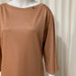 T-shirt dress with shiny coating Brown