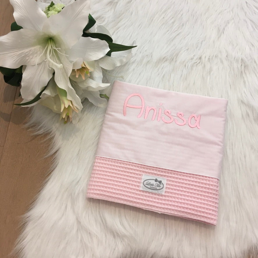 Warm Wafel Lakentje met naam | Gepersonaliseerde | Baby Pink