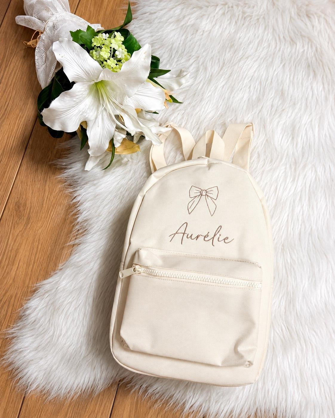 Gepersonaliseerd Rugzakje met Naam – cream| Peuter & Kleuter