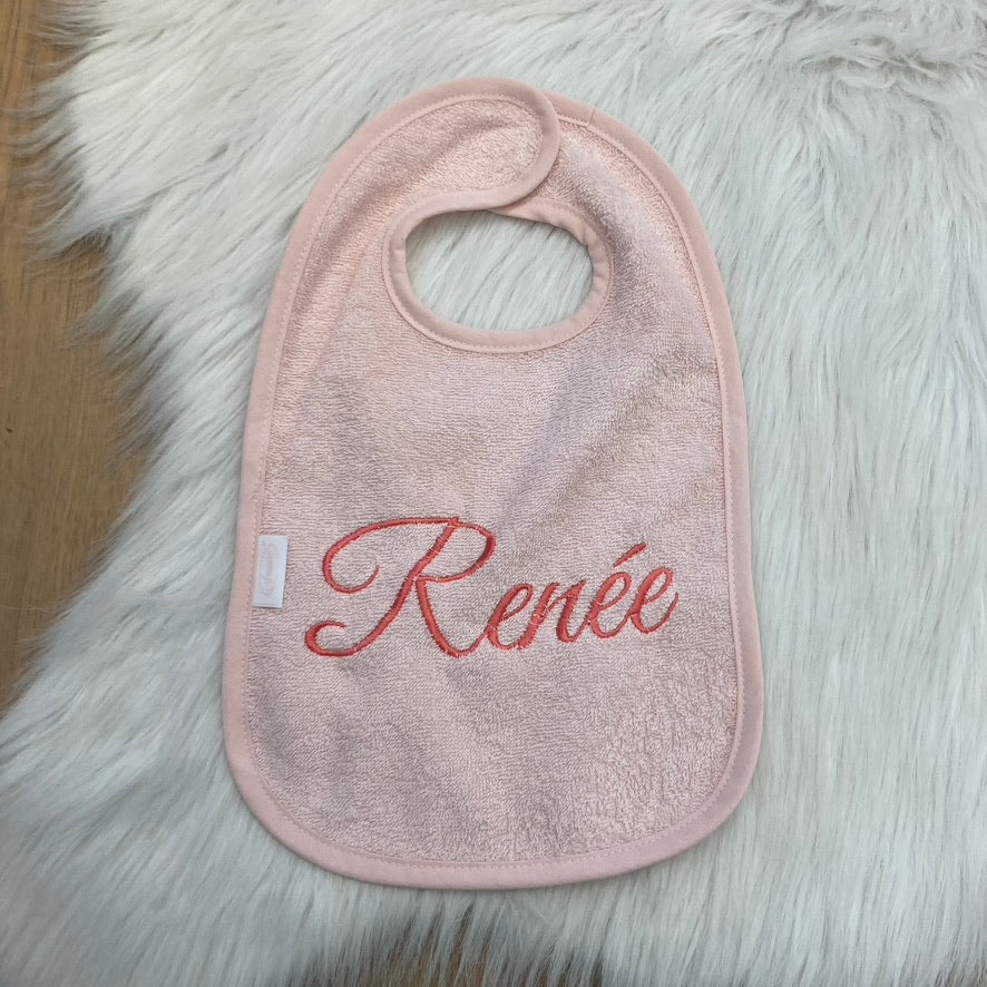 Slab met naam | Gepersonaliseerde baby slab katoen | Powder Blush