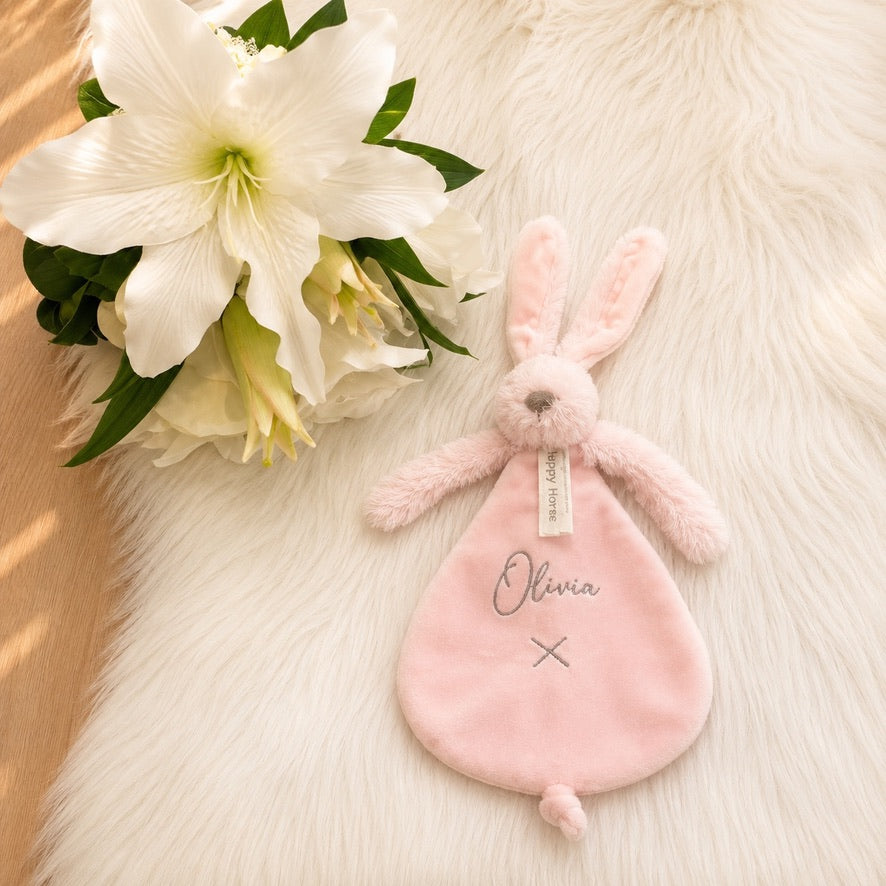 Rabbit Richie Tuttle met naam | Gepersonaliseerde met naam | lichtroze