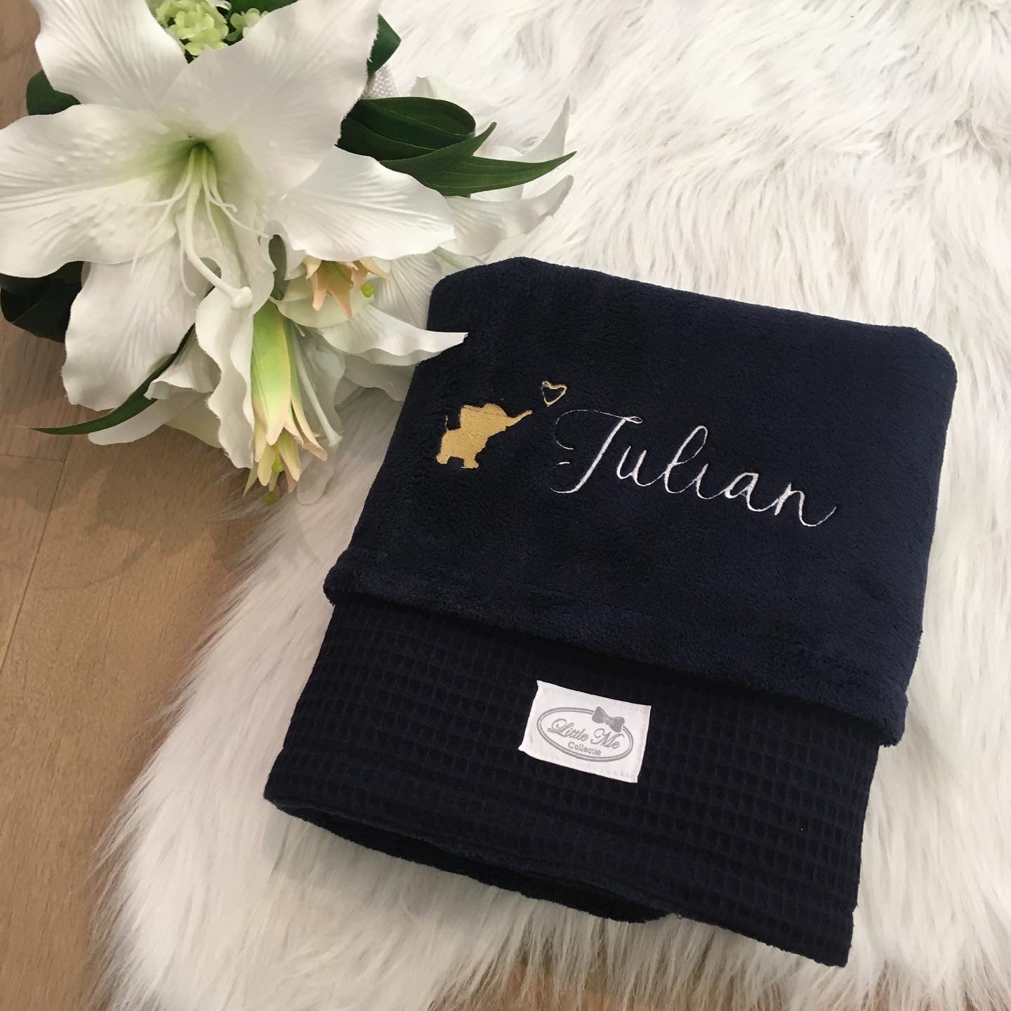 Winterdeken waffel Navy