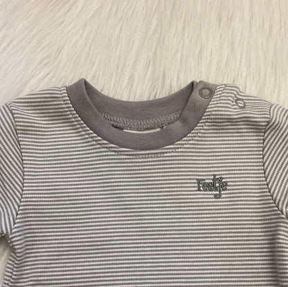 T-shirt streep grijs/wit