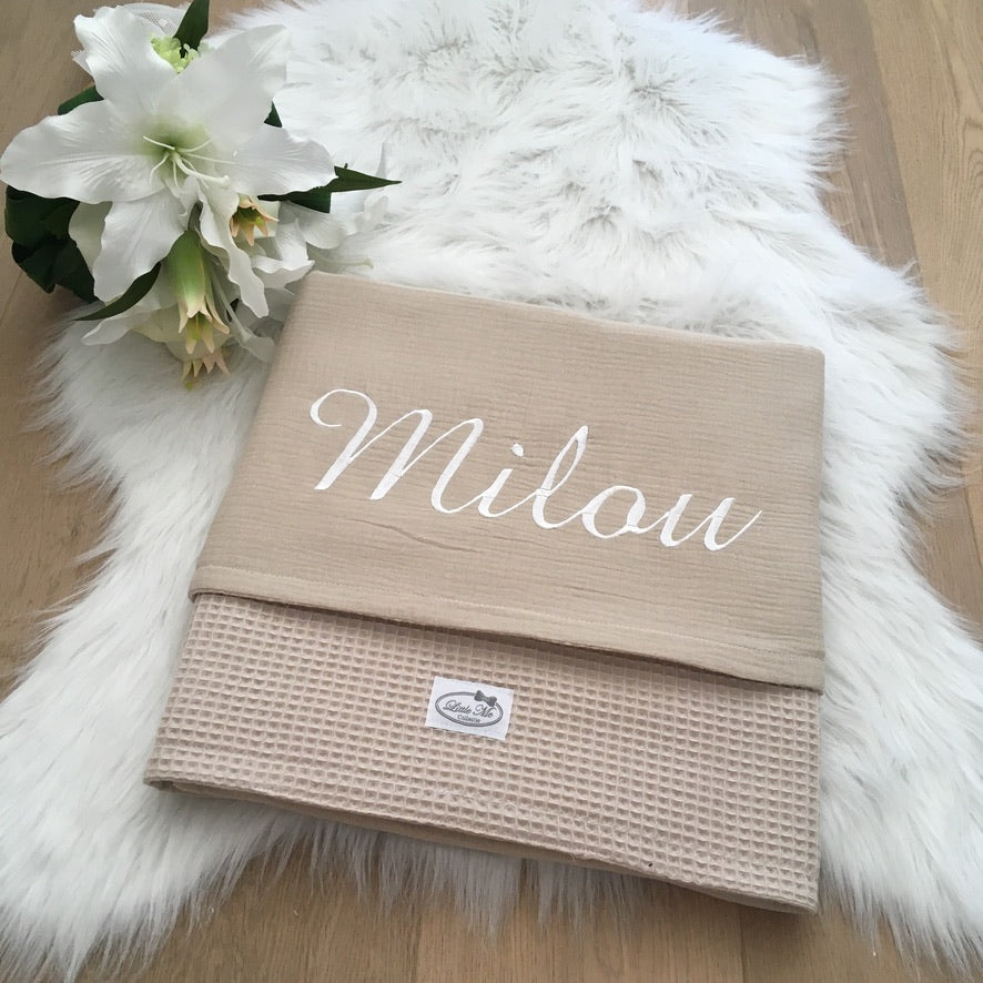 Warm Wafel Zomerdekentje met naam | Gepersonaliseerde | Warm Sand