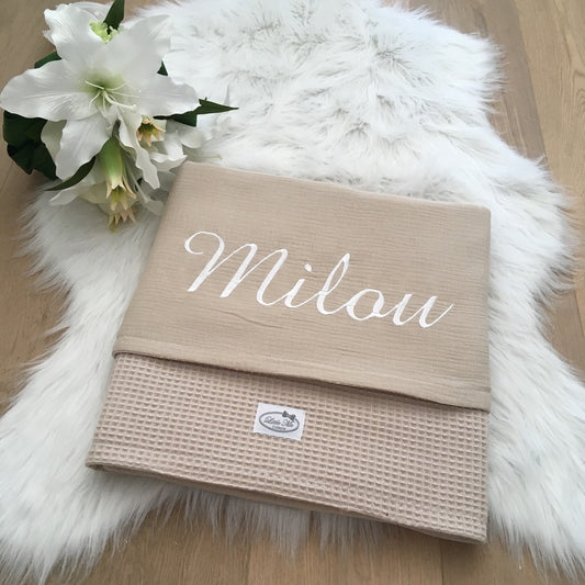 Warm Wafel Zomerdekentje met naam | Gepersonaliseerde | Warm Sand