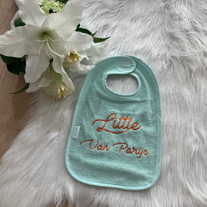 Slab met naam | Gepersonaliseerde baby slab katoen | Soft mint
