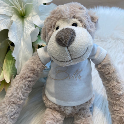 Beige Slingeraapje met Naam – Gepersonaliseerde Knuffel Aap 45 cm