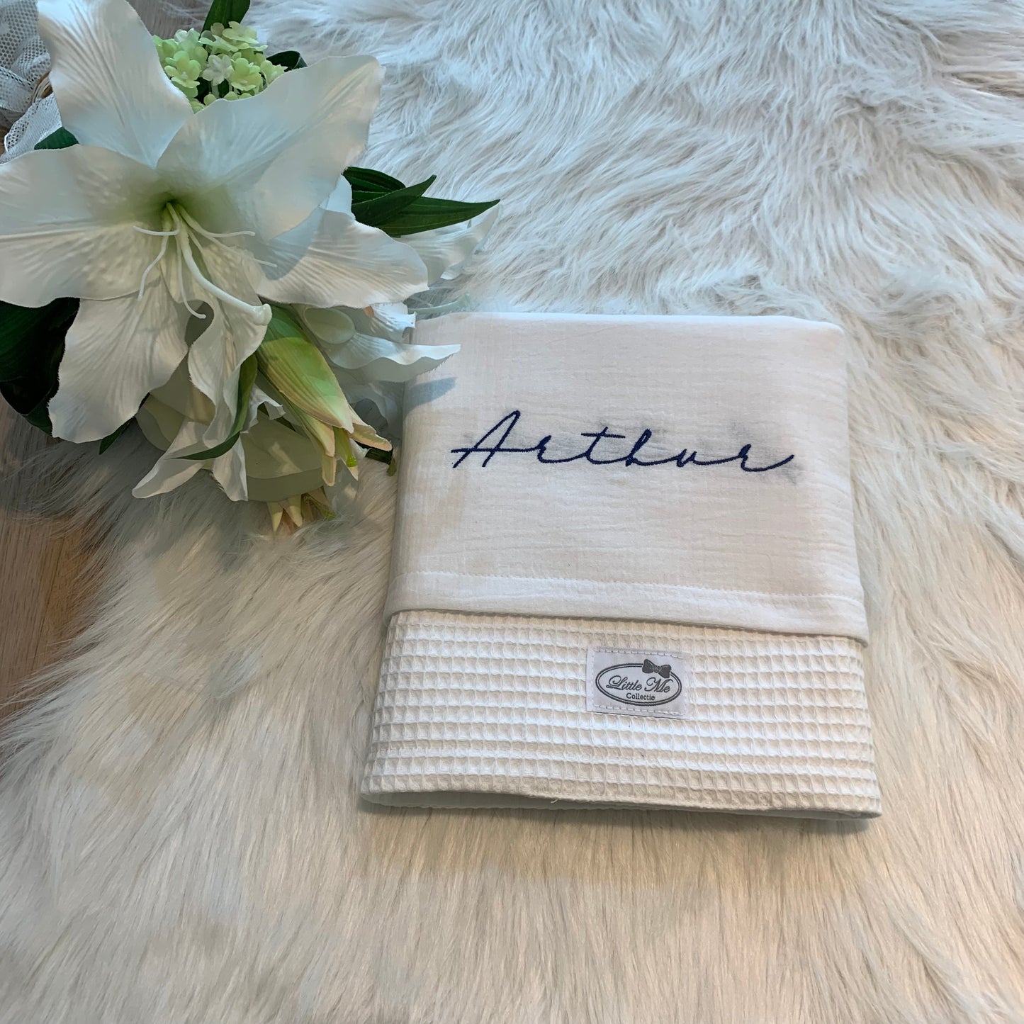 Warm Wafel Zomerdekentje met naam | Gepersonaliseerde | Soft Cloud