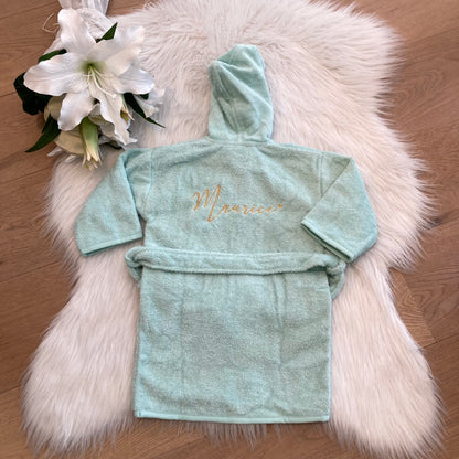 Baby badjas met naam | Gepersonaliseerde | soft mint