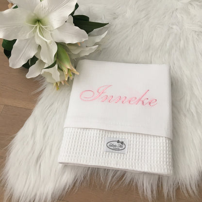 Warm Wafel Zomerdekentje met naam | Gepersonaliseerde | Soft Cloud