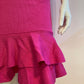 Fuchia asymmetric ribbed ruffle tube dress