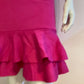 Fuchia asymmetric ribbed ruffle tube dress