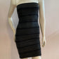 Braided and stretchy black faux leather dress with back closure