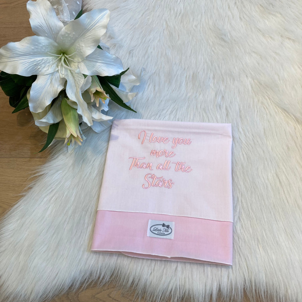 Laken Basic lichtroze I love you more than all the stars (70x100cm)