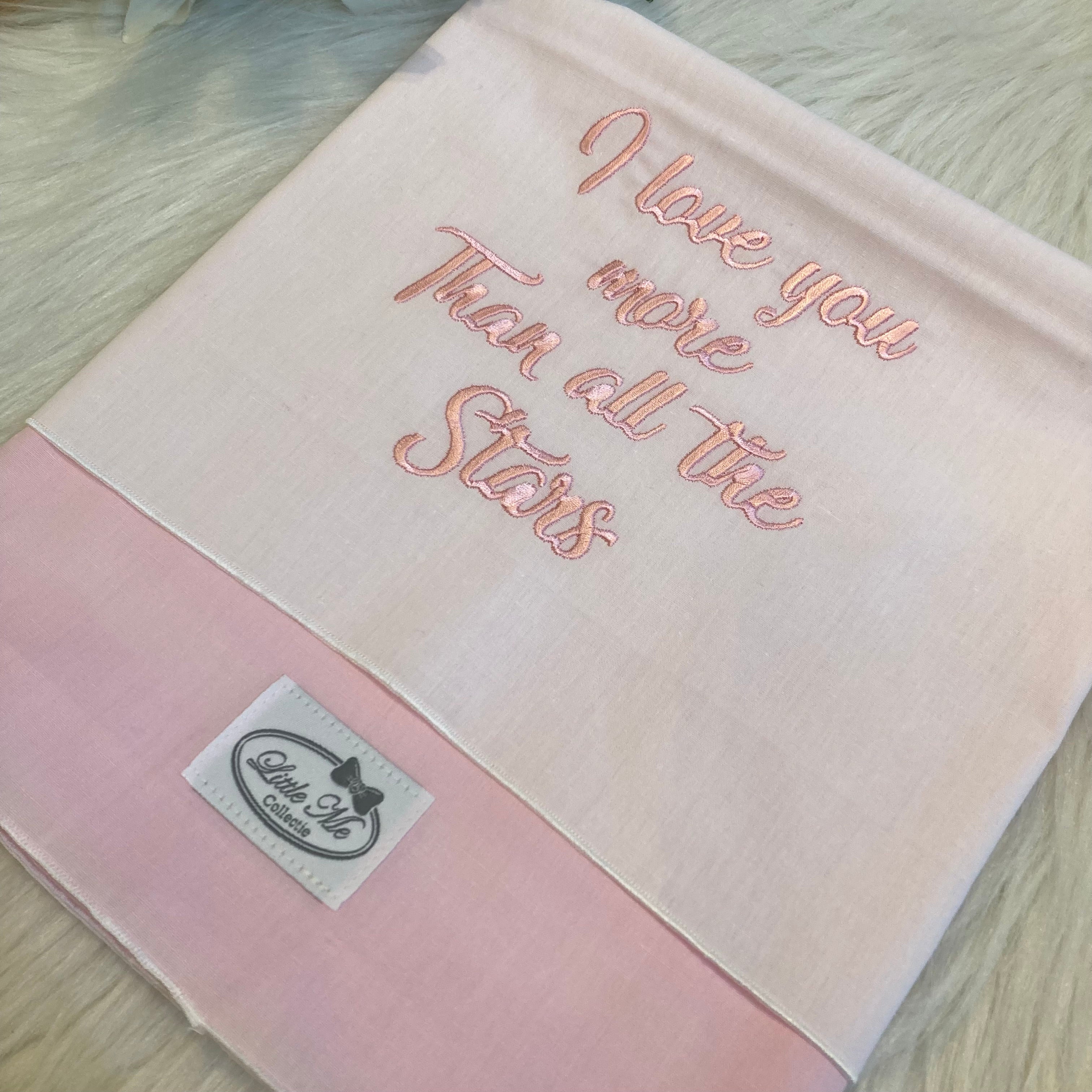 Laken Basic lichtroze I love you more than all the stars (70x100cm)