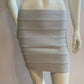 Shiny silver striped mini skirt