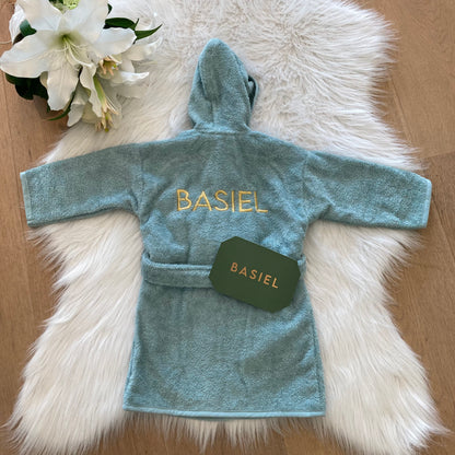 Baby badjas met naam | Gepersonaliseerde | Forest Moss