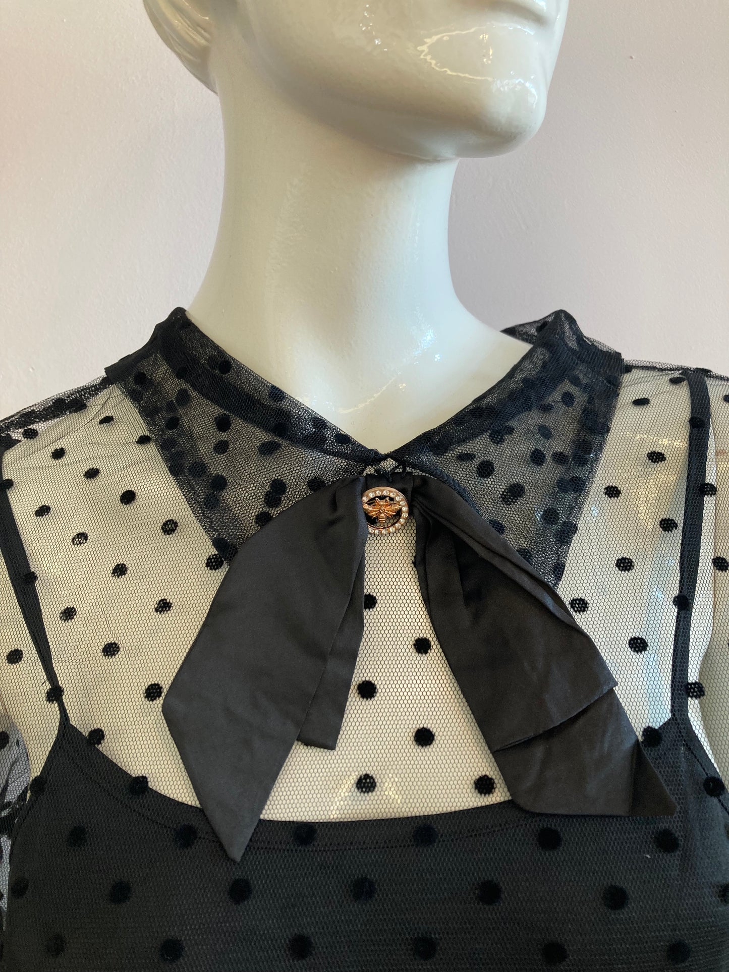 Black plumetis blouse