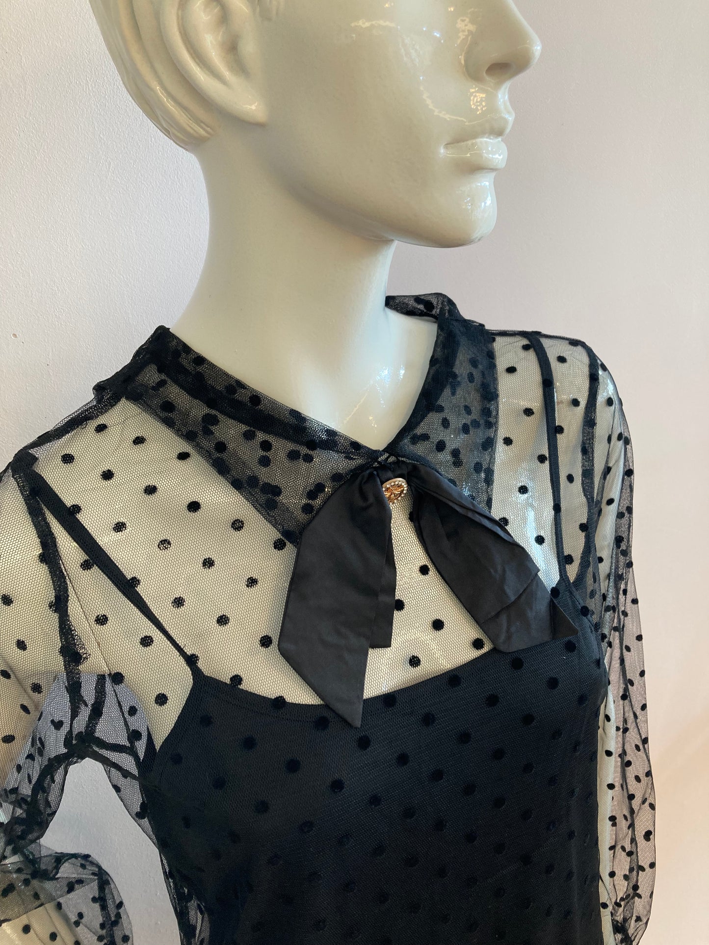 Black plumetis blouse