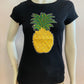 Black t-shirt with pineapple pattern in sequins