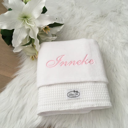 Warm Wafel Winterdekentje met naam | Gepersonaliseerde | Soft Cloud