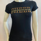 Black t-shirt with golden writing