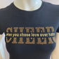 Black t-shirt with golden writing