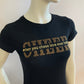 Black t-shirt with golden writing