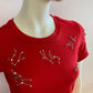 Red t-shirt with rhinestones on the bust