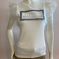 White t-shirt with rhinestones and tulle sleeves