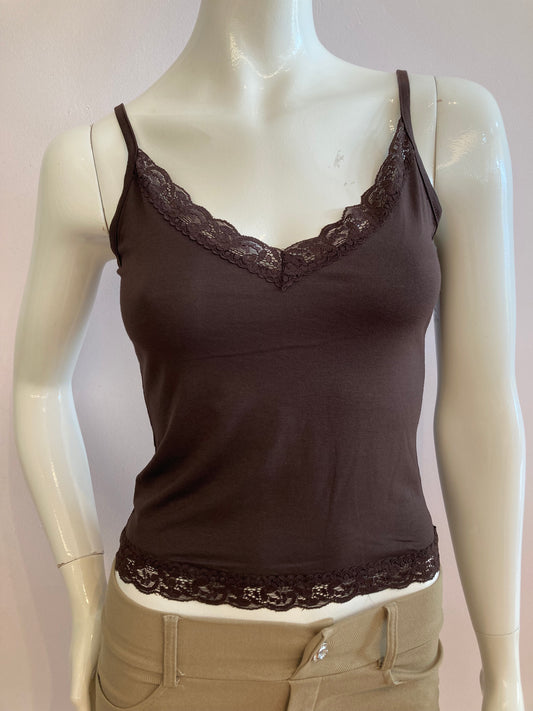 Tank top lace Brown