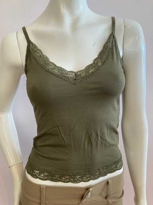 Tank top lace Khaki