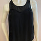 Black blouse lined and pleated at the front
