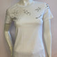 White t-shirt with rhinestones on the bust