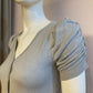 Gray knit cardigan with very soft and stretchy puffed sleeve