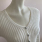 Nice short ribbed white cardigan with shiny buttons