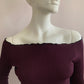 Burgundy ribbed knit boat neck crop top