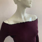 Burgundy ribbed knit boat neck crop top