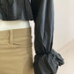 Black frilly blouse